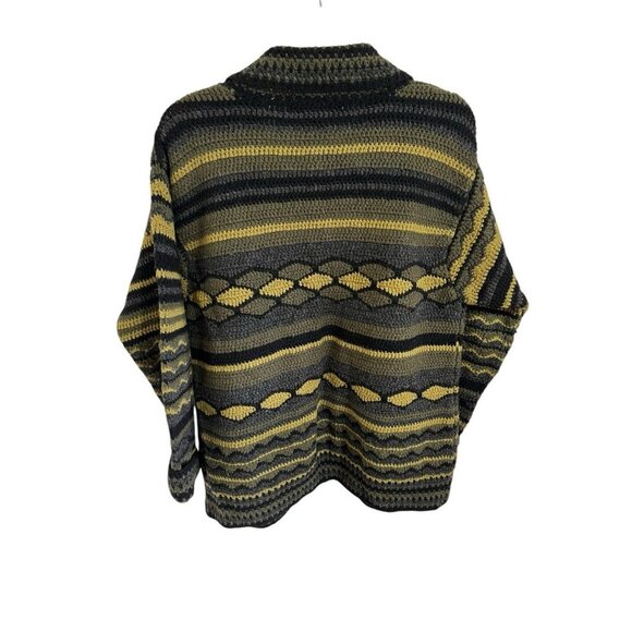 A. GIANETTI Women's Medium Hand Knit Abstract Cardigan 100% Lambswool Vintage - Picture 5 of 5